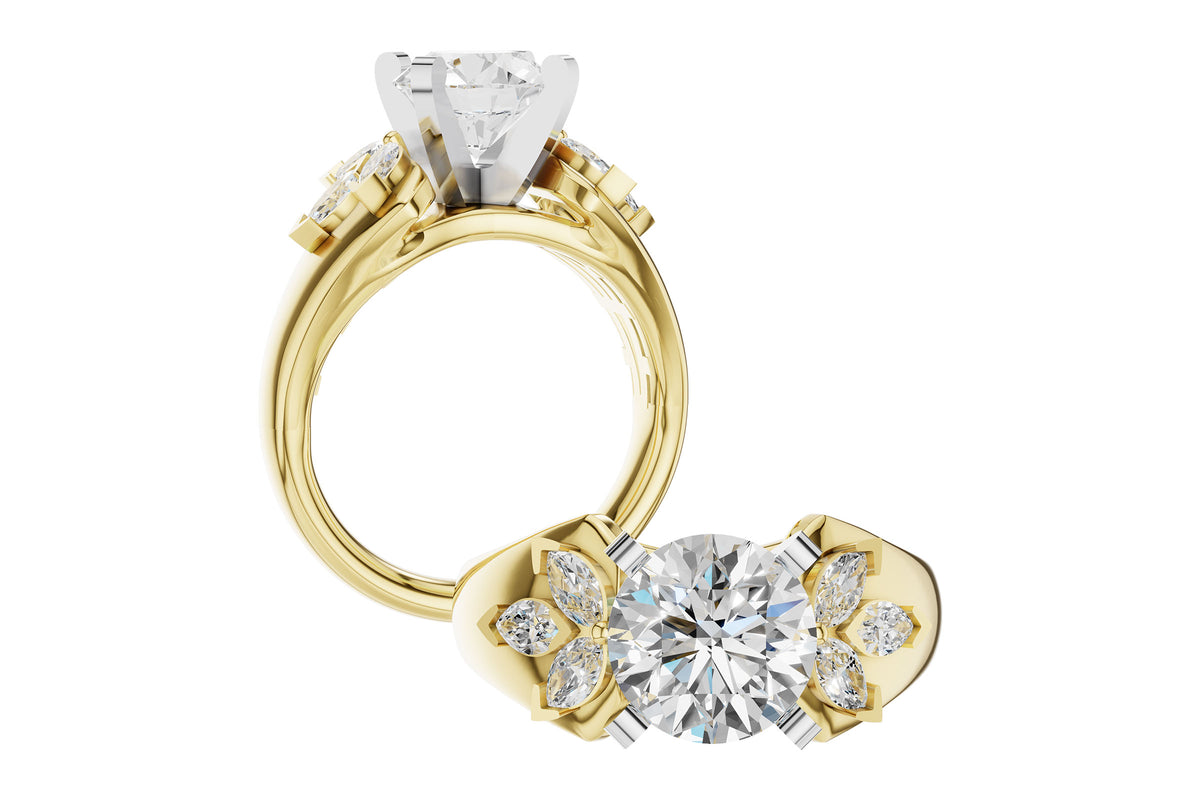 Allison Kaufman Fancy-Cut Diamond Engagement Ring Semi-Mount in 14K Yellow Gold, 0.38 ctw, alternate view