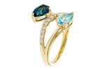 Allison Kaufman Blue Topaz & Diamond Ring in 14K Yellow Gold, 3.70 ctw, alternate view