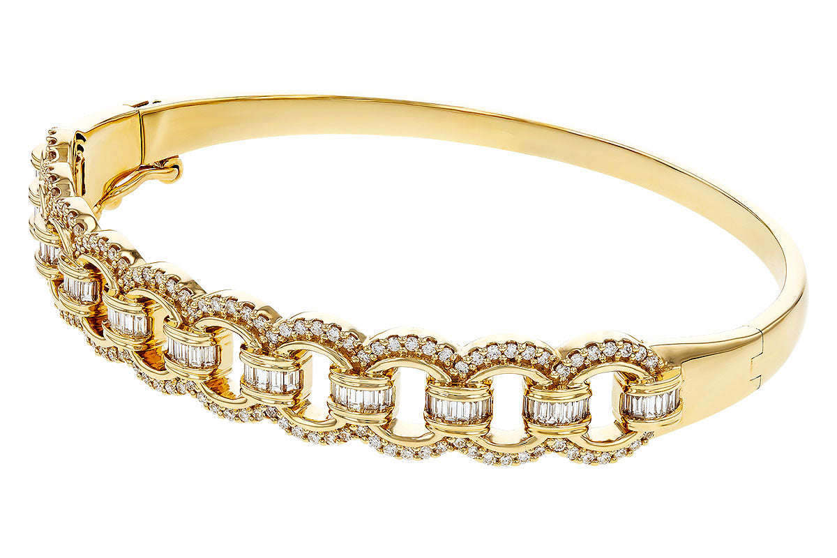 Allison Kaufman Baguette Diamond Bangle Bracelet in 14K Yellow Gold, 1.35 ctw, alternate view