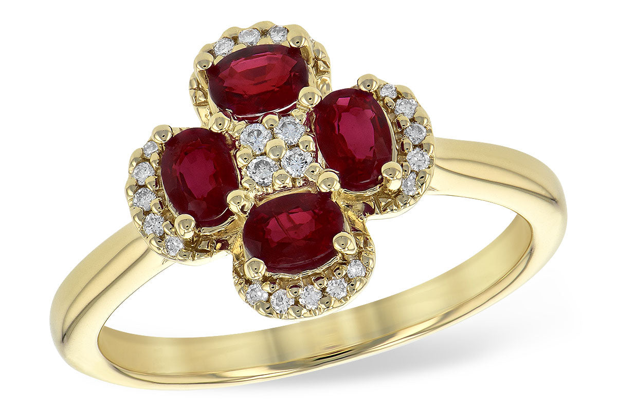 Allison Kaufman Ruby & Diamond Ring in 14K Yellow Gold, 0.79 ctw