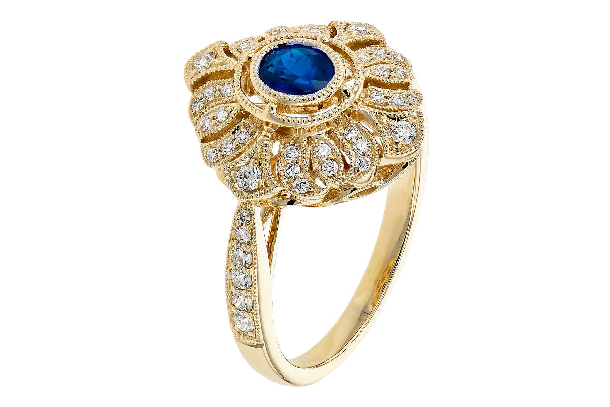 Allison Kaufman Sapphire & Diamond Ring in 14K Yellow Gold, 0.78 ctw, alternate view