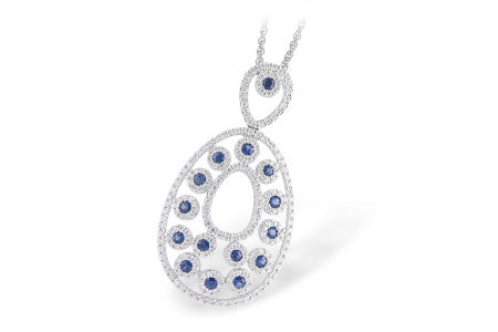 Allison Kaufman Sapphire & Diamond Necklace in 14K White Gold, 1.70 ctw