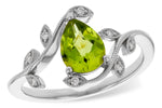 Allison Kaufman Peridot & Diamond Ring in 14K White Gold, 1.22 ctw