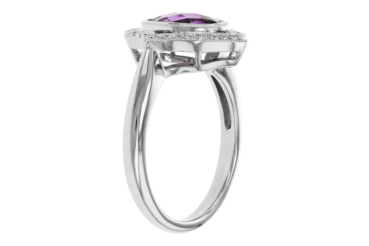 Allison Kaufman Amethyst & Diamond Ring in 14K White Gold, 1.70 ctw, alternate view