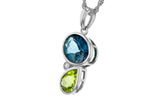 Allison Kaufman London Blue Topaz, Peridot & Diamond Necklace in 14K White Gold, 2.45 ctw, alternate view