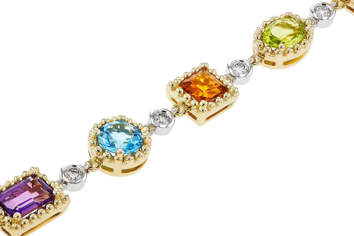Allison Kaufman Multi-Gemstone & Diamond Bracelet in 14K Yellow & White Gold, 5.05 ctw, alternate view
