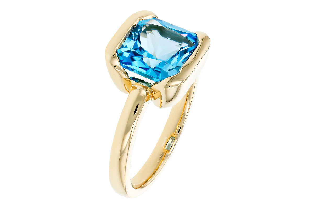 Allison Kaufman Blue Topaz Ring in 14K Yellow Gold, 3.50 ctw, alternate view