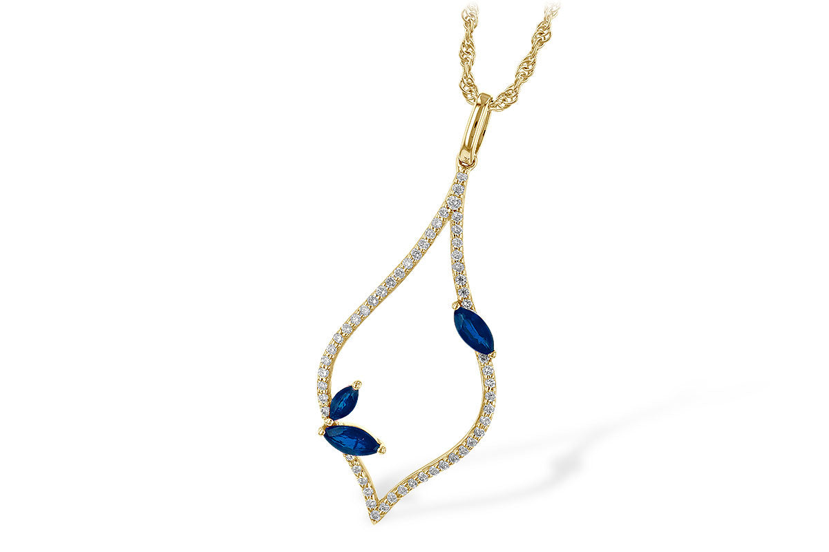 Allison Kaufman Sapphire & Diamond Necklace in 14K Yellow Gold, 0.56 ctw (N8085)