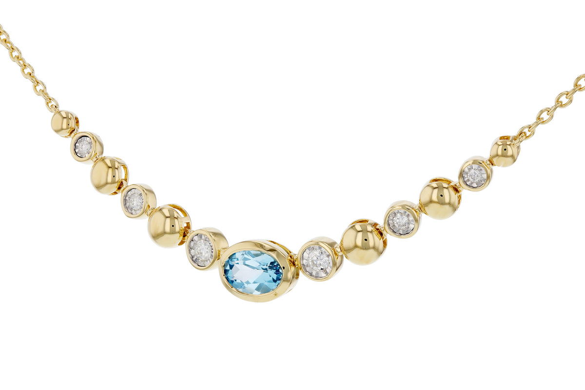 Allison Kaufman Blue Topaz & Diamond Necklace in 14K Yellow Gold, 0.95 ctw (N8797), alternate view