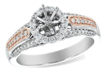 Allison Kaufman Diamond Engagement Ring Semi-Mount in 14K Two-Tone Gold, 0.44 ctw