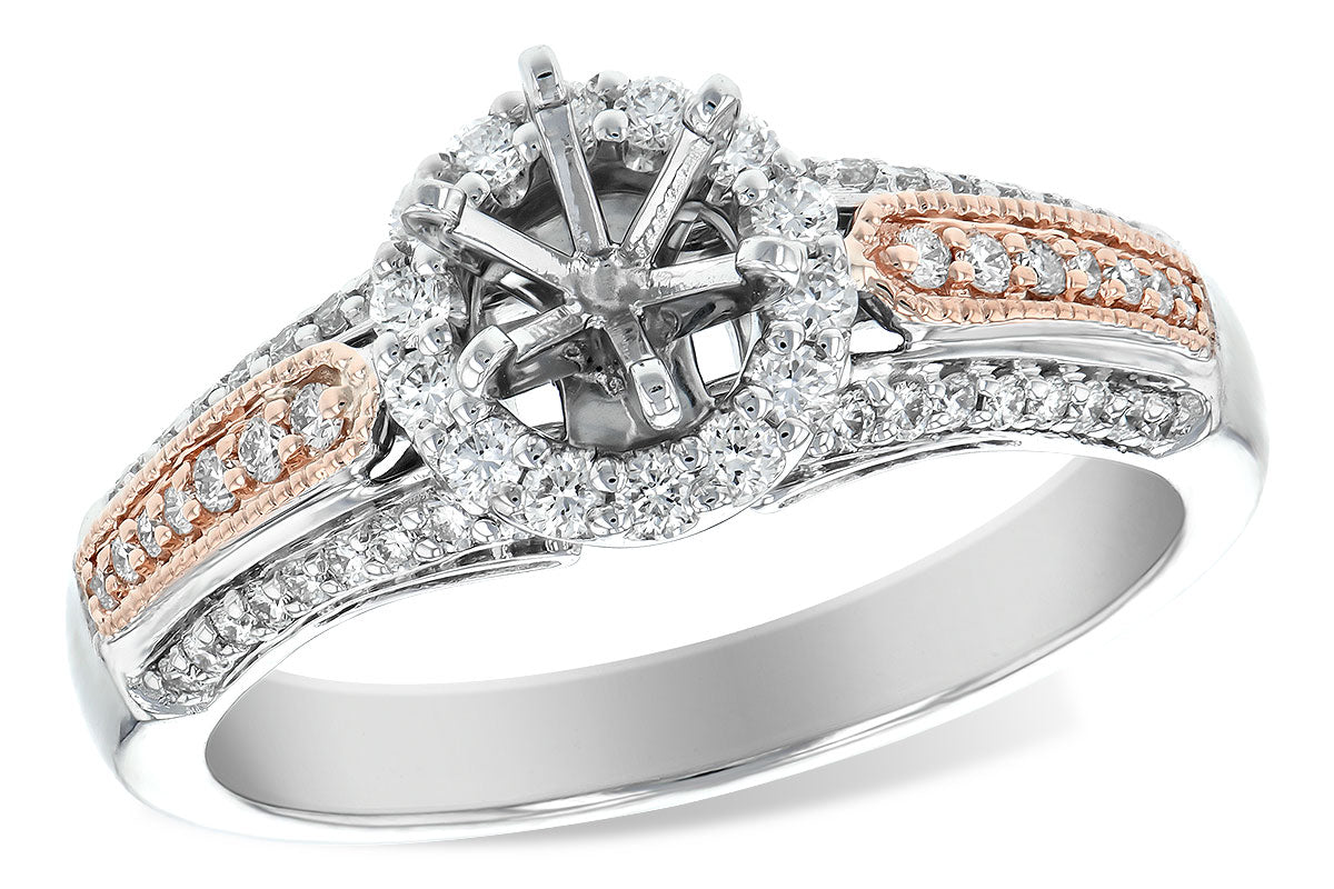 Allison Kaufman Diamond Engagement Ring Semi-Mount in 14K Two-Tone Gold, 0.44 ctw