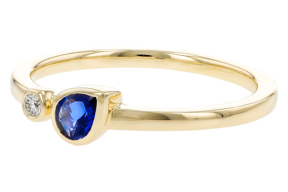 Allison Kaufman Sapphire & Diamond Ring in 14K Yellow Gold, 0.28 ctw, alternate view