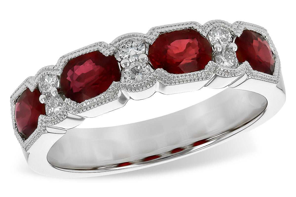 Allison Kaufman Ruby & Diamond Wedding Band in 14K White Gold, 1.84 ctw