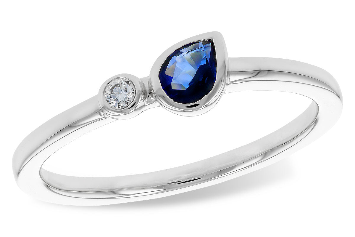 Allison Kaufman Sapphire & Diamond Ring in 14K White Gold, 0.28 ctw
