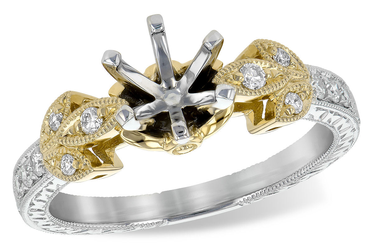Allison Kaufman Diamond Engagement Ring Semi-Mount in 14K Two-Tone Gold, 0.15 ctw