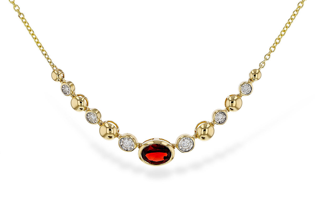 Allison Kaufman Garnet & Diamond Necklace in 14K Yellow Gold, 1.00 ctw