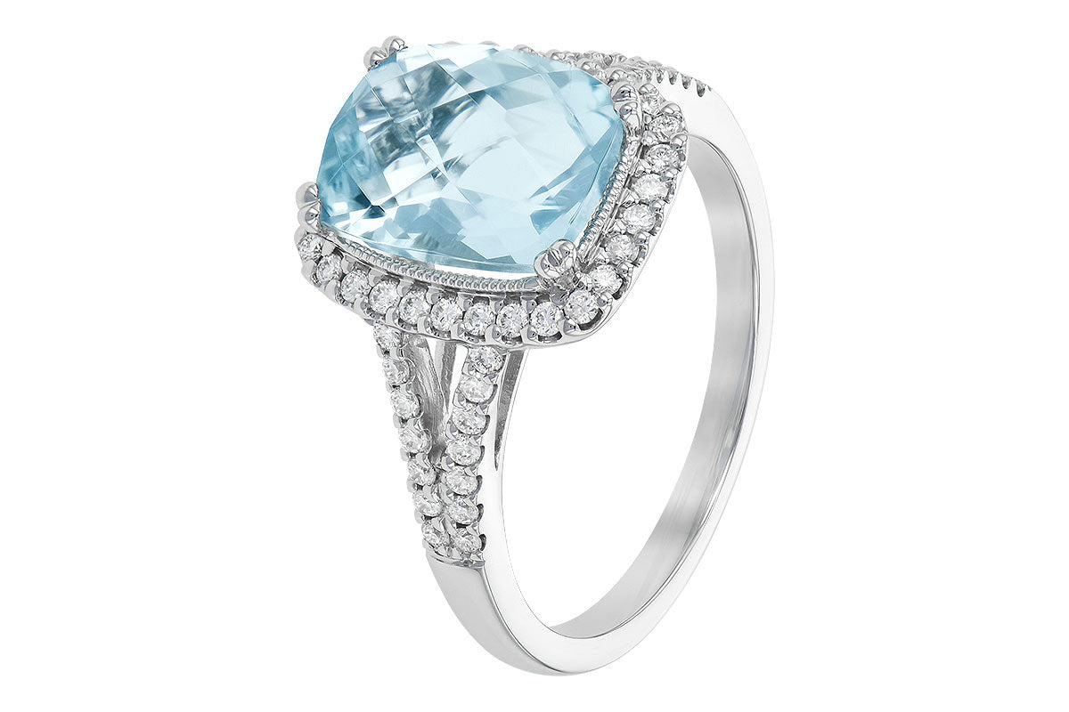 Allison Kaufman Aquamarine & Diamond Ring in 14K White Gold, 2.65 ctw, alternate view