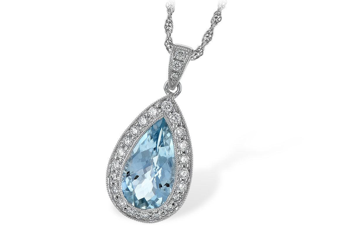 Allison Kaufman Aquamarine & Diamond Necklace in 14K White Gold, 2.55 ctw