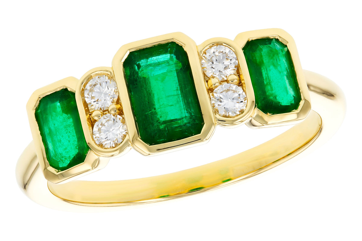 Allison Kaufman Emerald & Diamond Ring in 14K Yellow Gold, 1.19 ctw