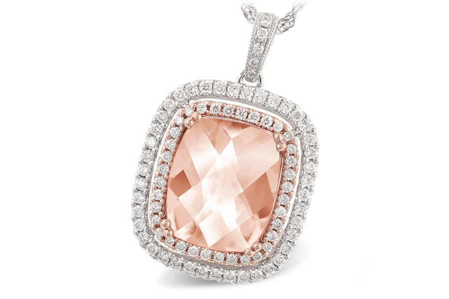 Allison Kaufman Morganite & Diamond Necklace in 14K Two-Tone Gold, 4.66 ctw