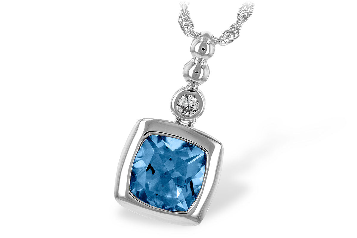 Allison Kaufman Blue Topaz & Diamond Necklace in 14K White Gold, 1.49 ctw