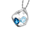 Allison Kaufman Blue Topaz & Diamond Necklace in 14K White Gold, 1.67 ctw