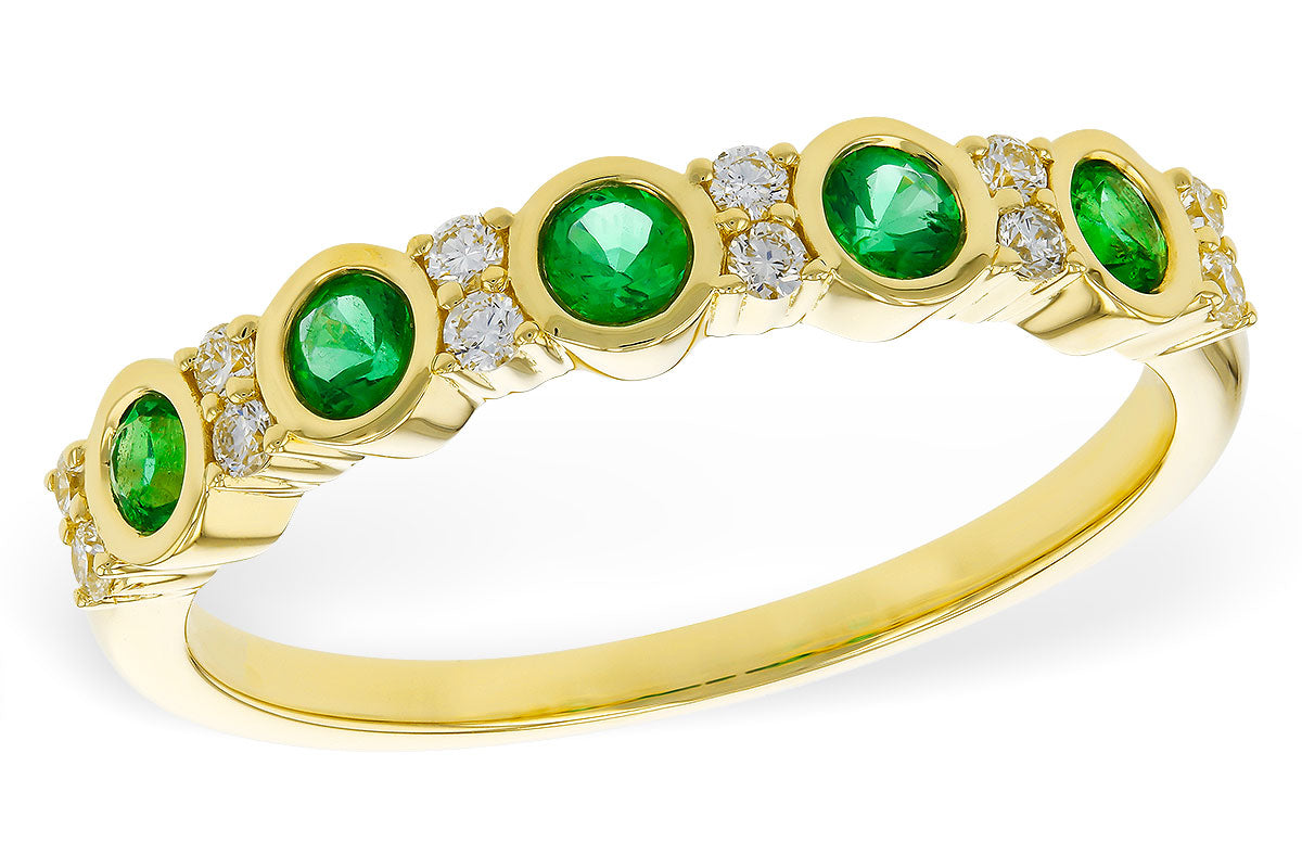 Allison Kaufman Emerald & Diamond Wedding Band in 14K Yellow Gold, 0.40 ctw