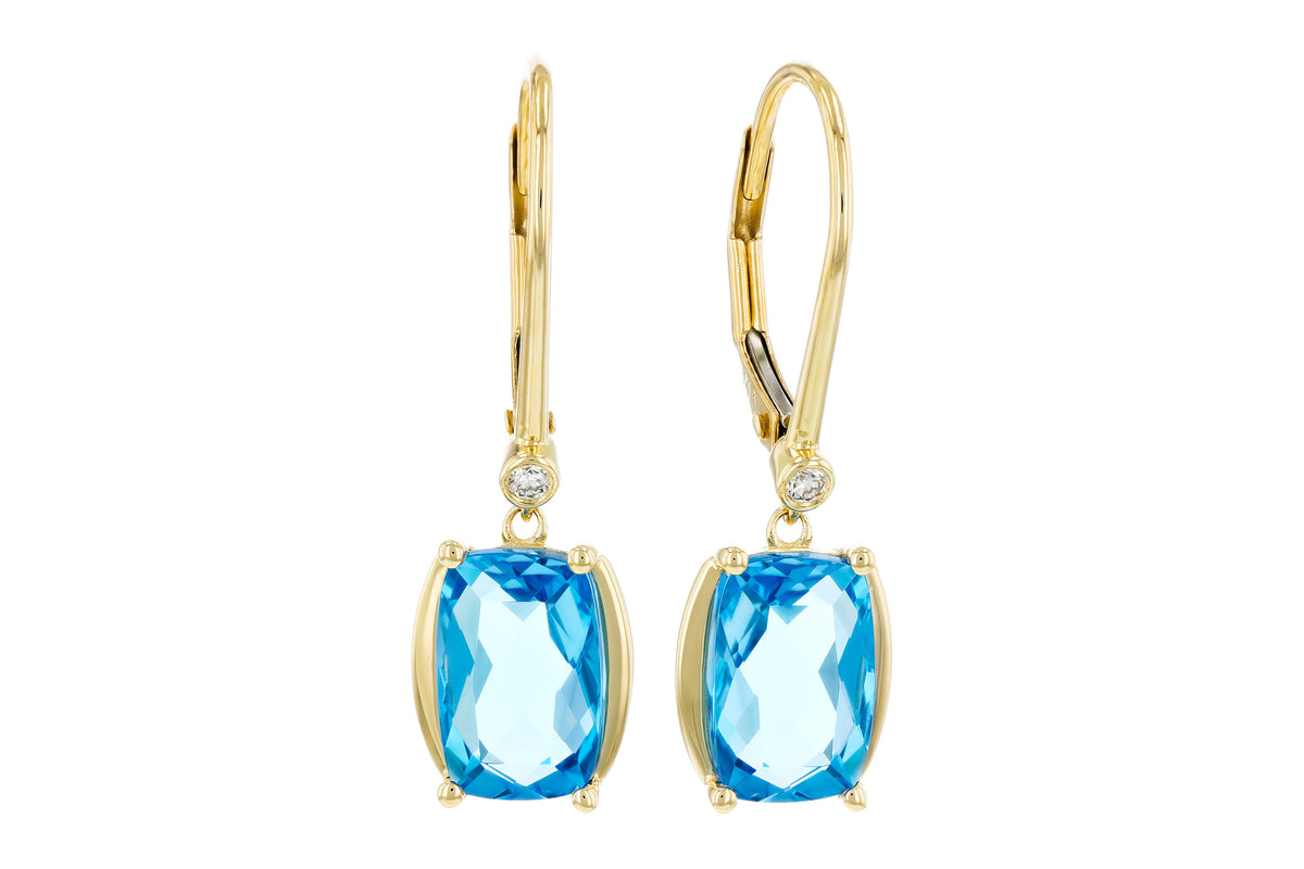 Allison Kaufman Blue Topaz & Diamond Earrings in 14K Yellow Gold, 3.85 ctw
