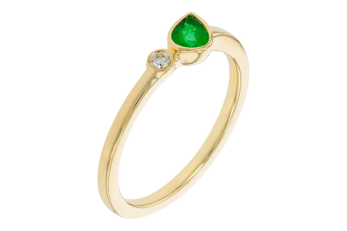 Allison Kaufman Emerald & Diamond Ring in 14K Yellow Gold, 0.22 ctw, alternate view