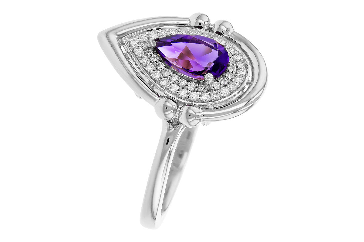 Allison Kaufman Amethyst & Diamond Ring in 14K White Gold, 0.86 ctw, alternate view