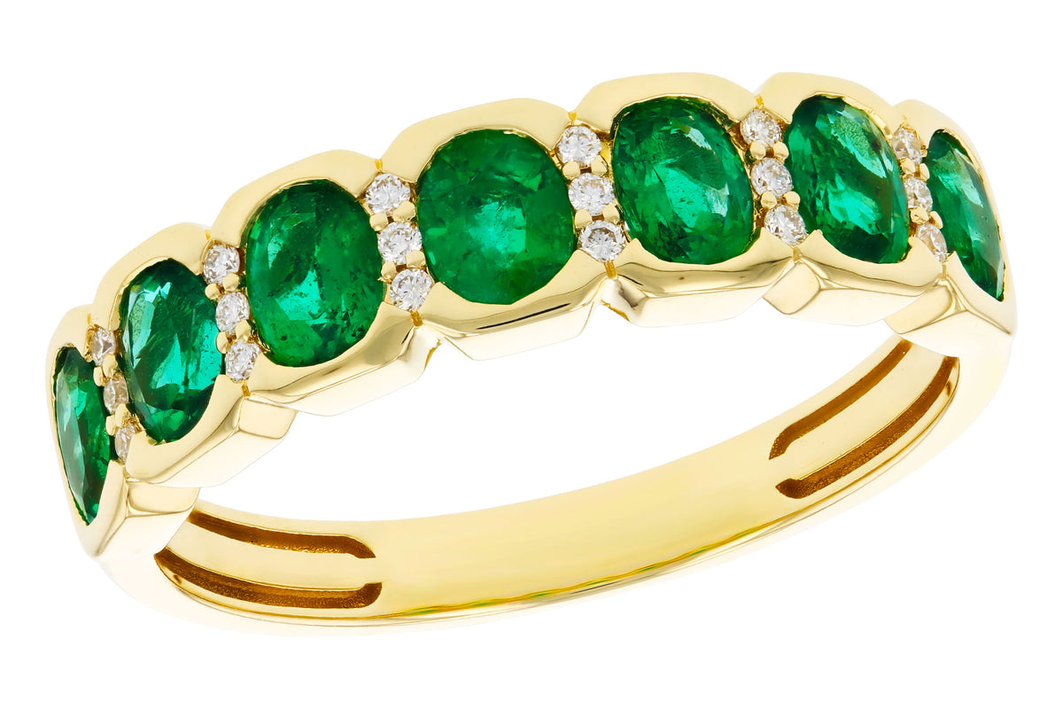 Allison Kaufman Emerald & Diamond Wedding Band in 14K Yellow Gold, 1.22 ctw