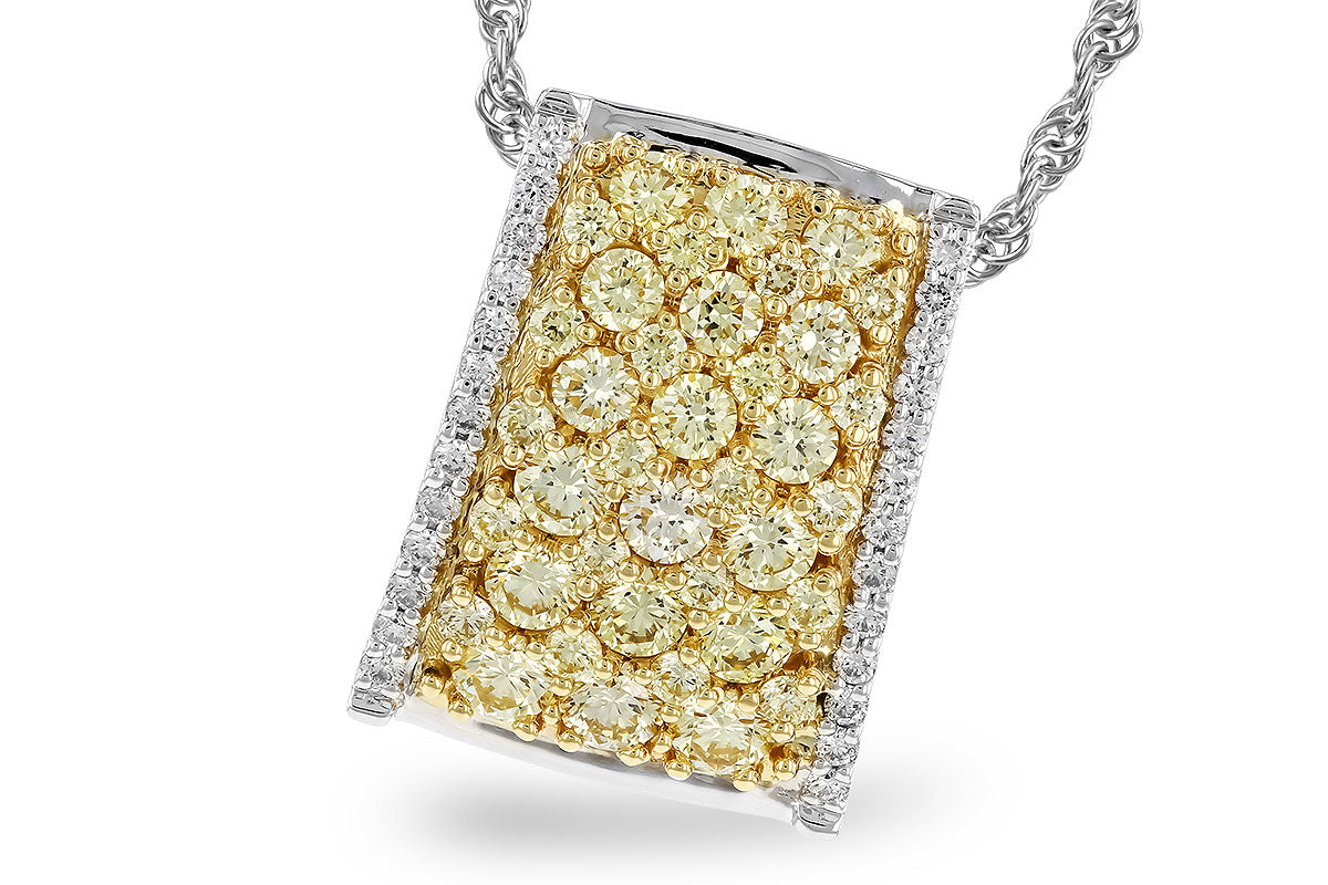 Allison Kaufman Yellow Diamond Necklace in 14K Yellow & White Gold, 1.35 ctw