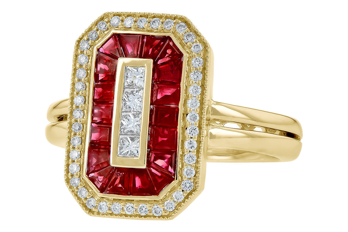 Allison Kaufman Ruby & Diamond Ring in 14K Yellow Gold, 1.36 ctw, alternate view