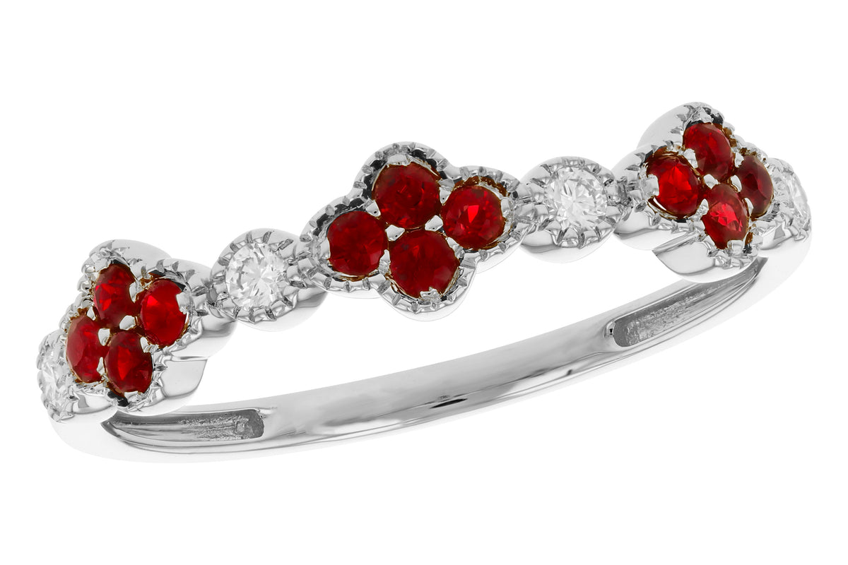 Allison Kaufman Ruby & Diamond Wedding Band in 14K White Gold, 0.30 ctw