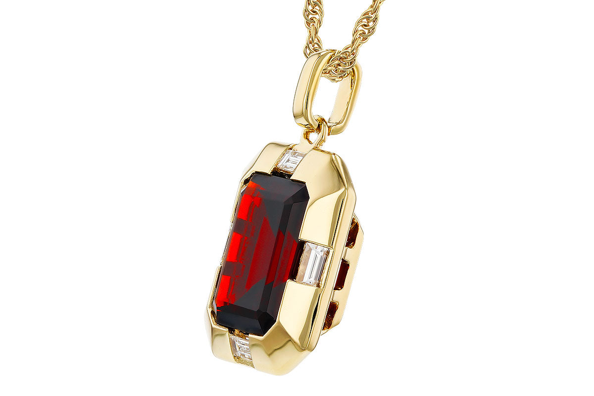 Allison Kaufman Garnet & Diamond Necklace in 14K Yellow Gold, 3.82 ctw, alternate view