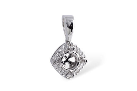 Allison Kaufman Diamond Pendant Semi-Mount in 14K White Gold, 0.18 ctw