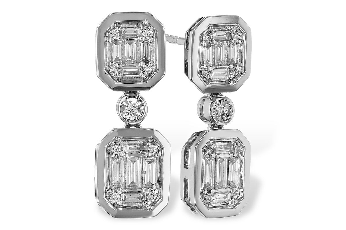 Allison Kaufman Baguette Diamond Earrings in 14K White Gold, 0.45 ctw