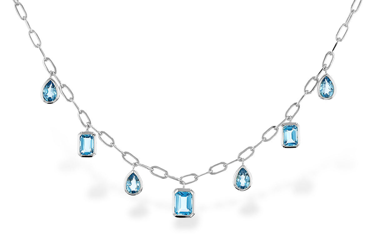 Allison Kaufman Blue Topaz Necklace in 14K White Gold, 4.10 ctw