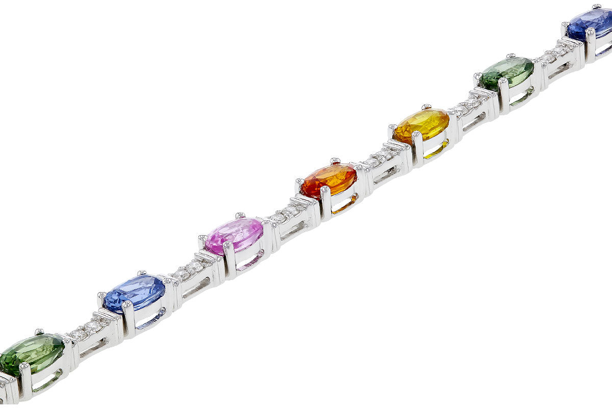 Allison Kaufman Sapphire & Diamond Bracelet in 14K White Gold, 5.08 ctw, alternate view