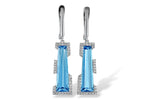 Allison Kaufman Blue Topaz & Diamond Earrings in 14K White Gold, 6.33 ctw