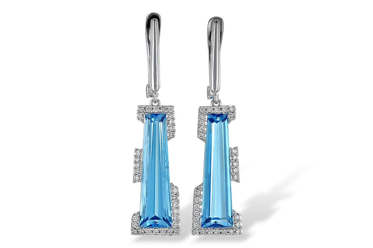Allison Kaufman Blue Topaz & Diamond Earrings in 14K White Gold, 6.33 ctw