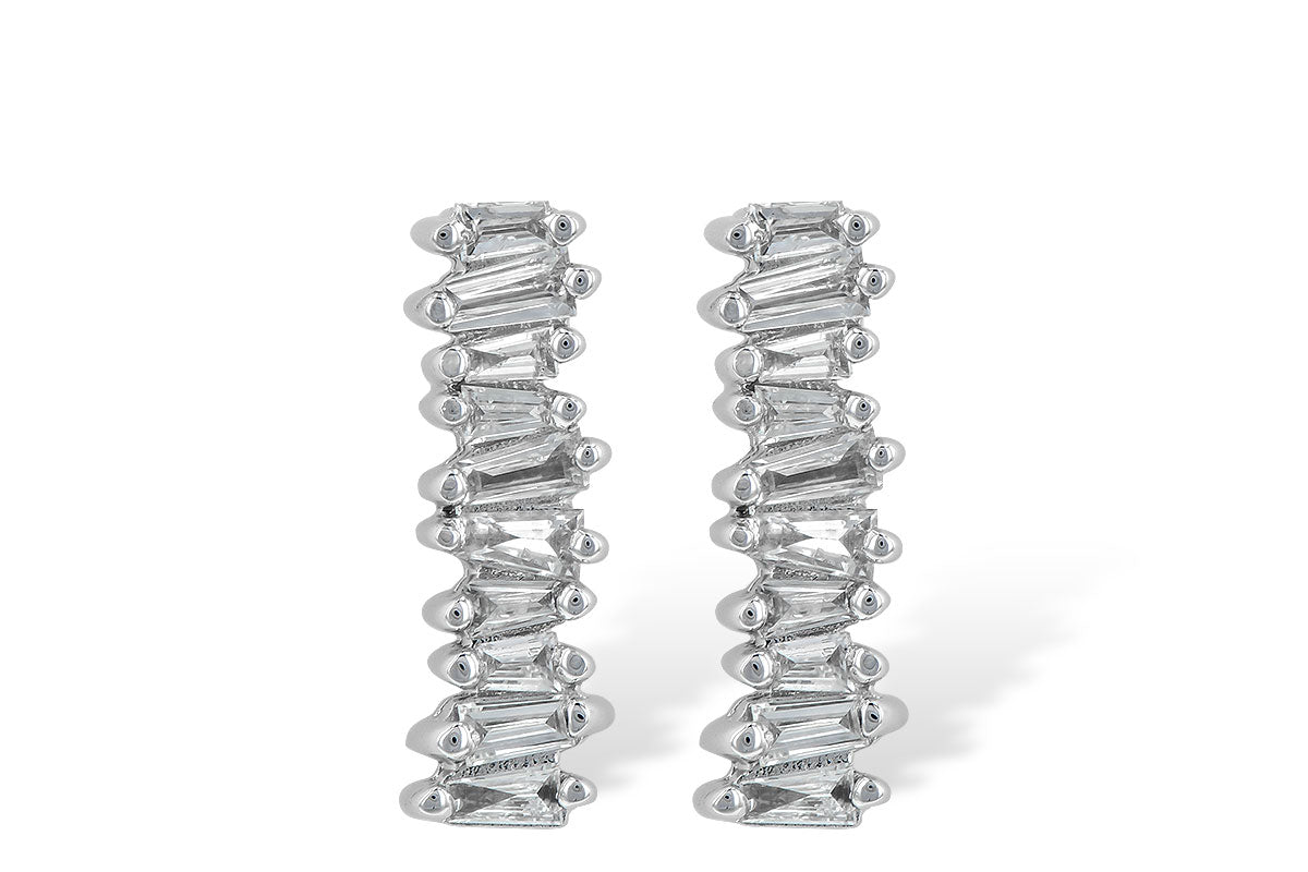 Allison Kaufman Baguette Diamond Earrings in 14K White Gold, 0.21 ctw