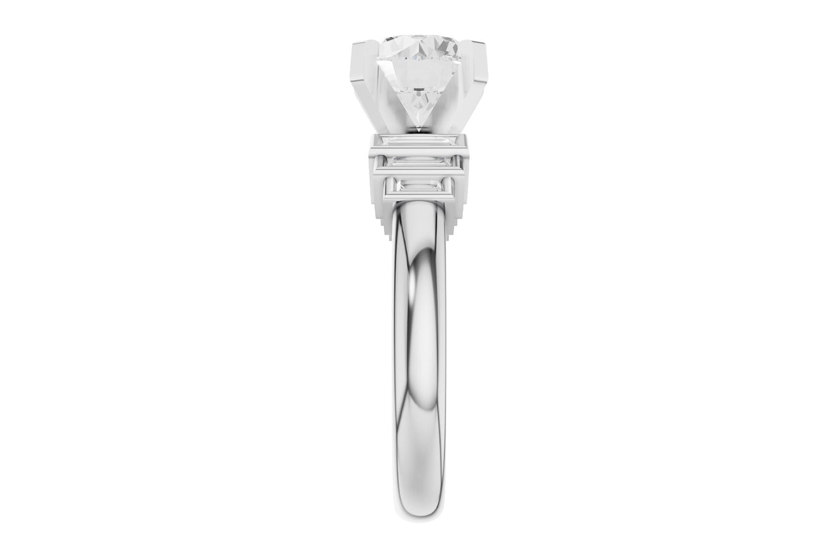 Allison Kaufman Baguette Diamond Engagement Ring Semi-Mount in 14K White Gold, 0.26 ctw, alternate view