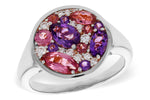 Allison Kaufman Amethyst, Pink Tourmaline & Diamond Ring in 14K White Gold, 1.45 ctw