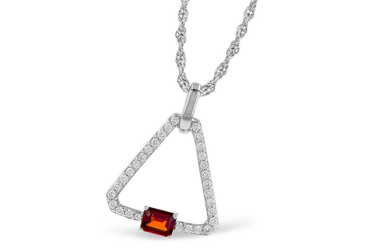 Allison Kaufman Garnet & Diamond Necklace in 14K White Gold, 0.34 ctw
