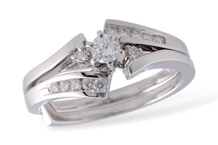 Allison Kaufman Diamond Bridal Set in 14K White Gold, 0.25 ctw (S7904)