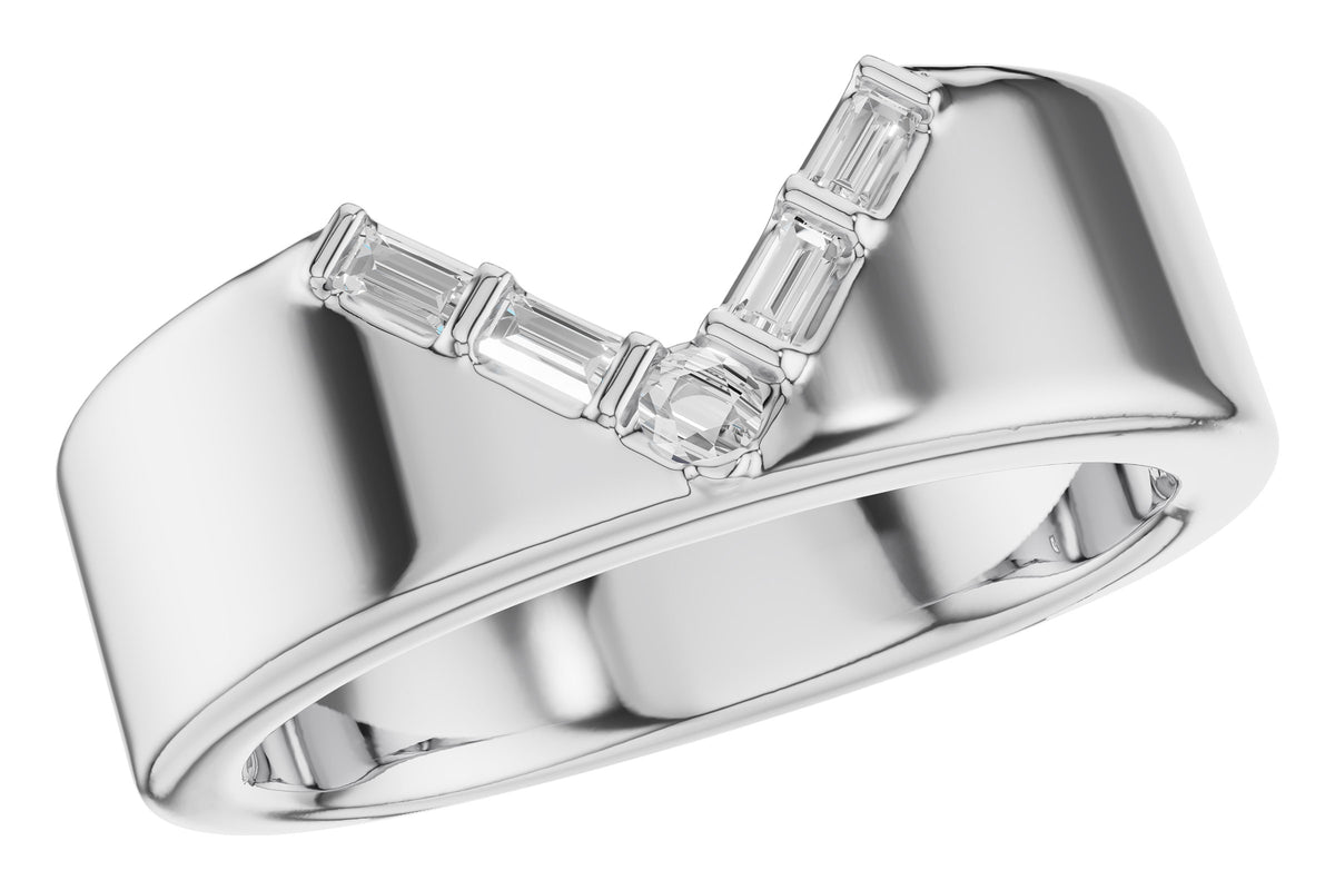 Allison Kaufman Baguette Diamond Wedding Band in 14K White Gold, 0.11 ctw (W2741)