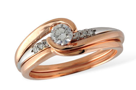 Allison Kaufman Diamond Bridal Set in 14K Two-Tone Gold, 0.30 ctw