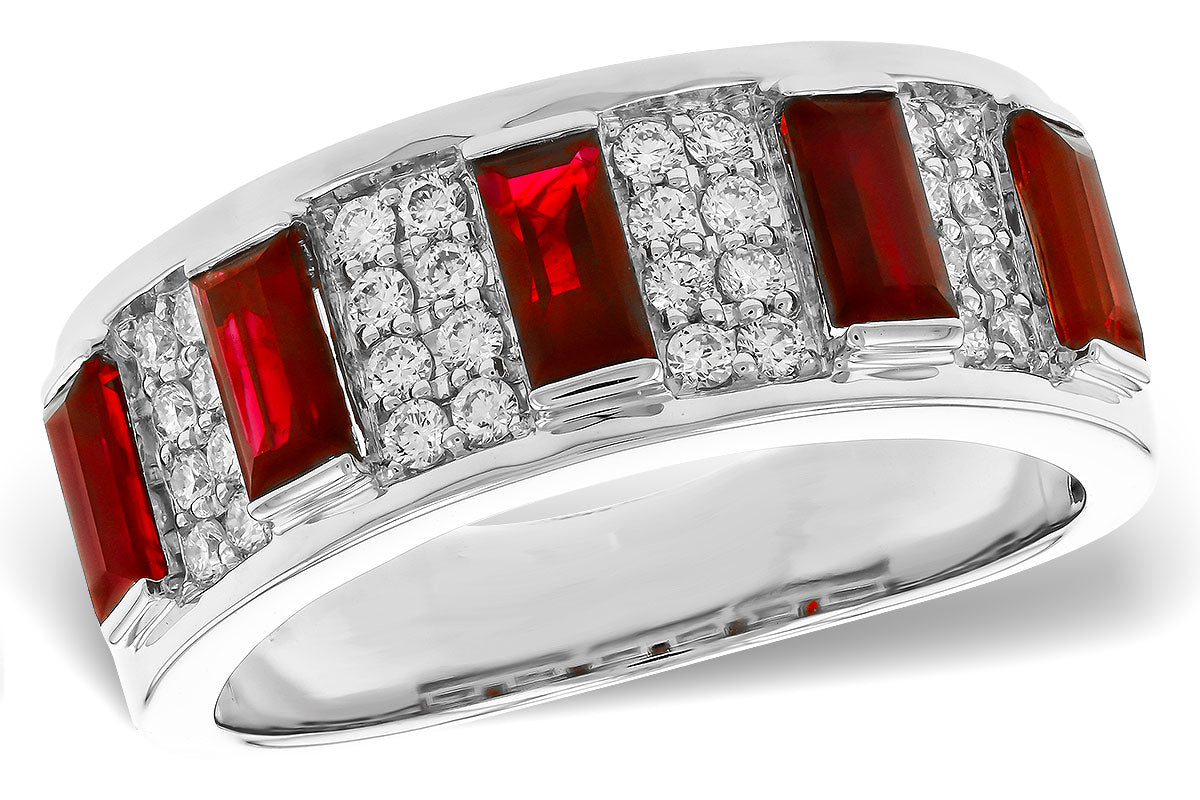 Allison Kaufman Ruby & Diamond Wedding Band in 14K White Gold, 1.69 ctw