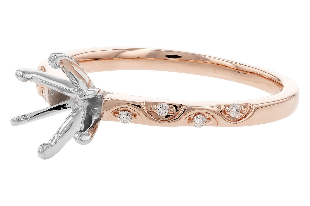 Allison Kaufman Diamond Engagement Ring Semi-Mount in 14K Rose Gold, 0.05 ctw, alternate view